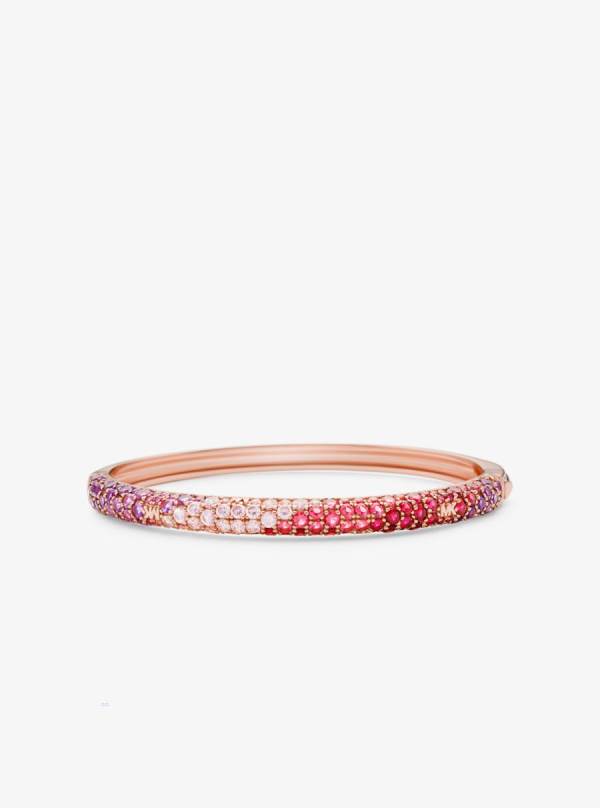 Damske Naramky Michael Kors 14K Rose Gold-Plated Sterling Silver Ombré Pavé Bangle Ruzove Zlate - Šperky Michael Kors Levně | UBCHD-6475